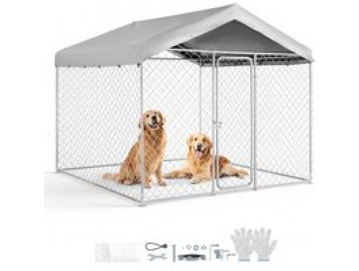 VEVOR Hundezwinger, 2,3 x 2,3 x 2,15 m, Hundehütte mit Sicherheitsschloss, Outdoor Hundehaus mit UV-Beständiger & Wasserdichter Dachabdeckung, Robuste Hundegehege/Auslauf für Große Hunde