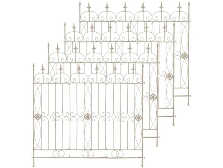 CLP 4er Set Eisen-Gartenzäune Mangold Eisen, modularer Steckzaun ohne Betonieren, Rankzaun im Landhausstil für Garten und Terrasse, Farbe:antik-creme