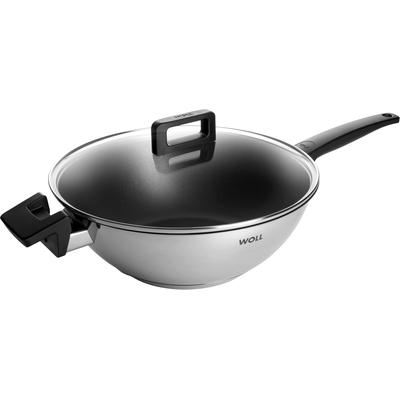 Wok WOLL "Concept", silber (edelstahlfarben, schwarz), H:10cm Ø:30cm, Pfannen, Wok, Ø 30 cm, induktionsgeeignet