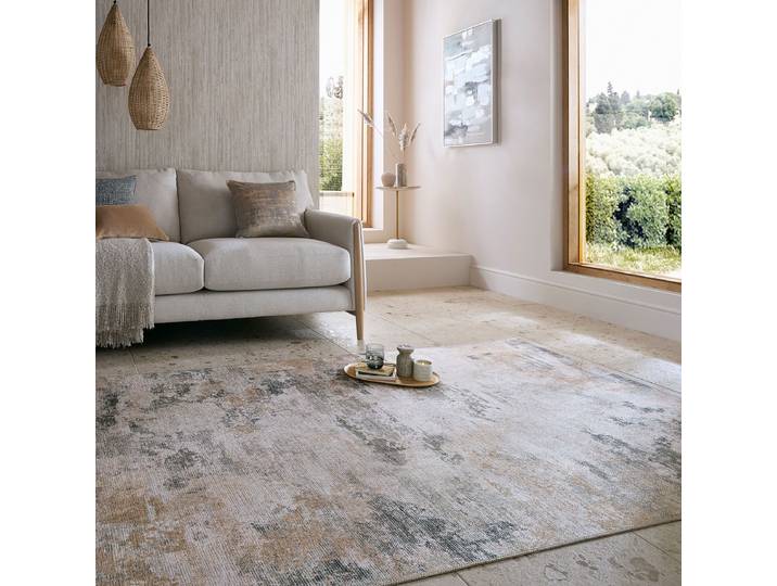 Kurzflorteppich Lila Abstract Beige 190 x 290cm Polyester