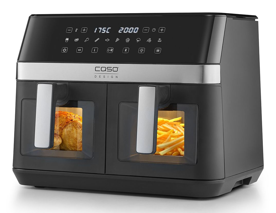 Caso 3186 AirFry DuoChef Doppel Heißluftfritteuse 14 l 2200 W (Schwarz/Silber)