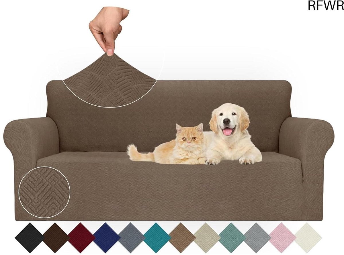 RFWR Elastische Bankhoes voor 3 Zits Sofa - Antislip en Krasbestendig