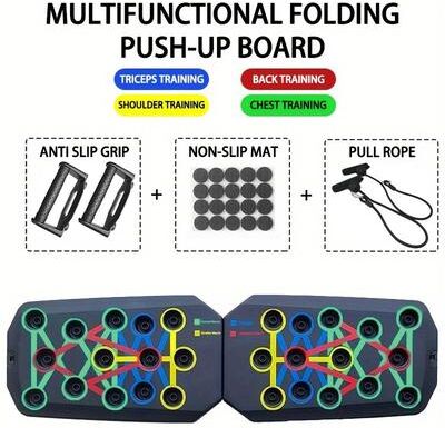 Uplift Essentials Push Up Board Set Portable Multifunctional Foldable Fitness System black Board With Pull Rope