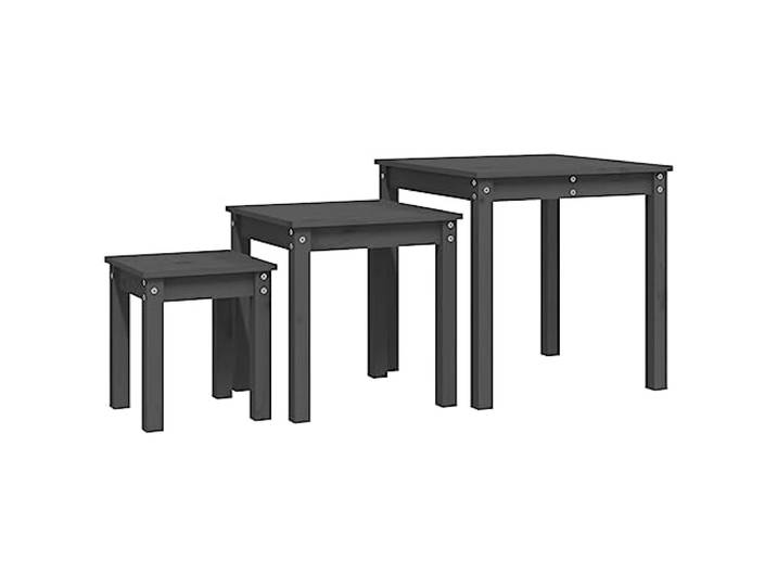 Beistelltische Unterhalb 3 Stück Grau Massivholz Kiefer für Wohnzimmer Massivholz, rustikales Aussehen, verschiedene Größen, platzsparend, für Wohn- und Schlafzimmer, mit Aufbauanleitung