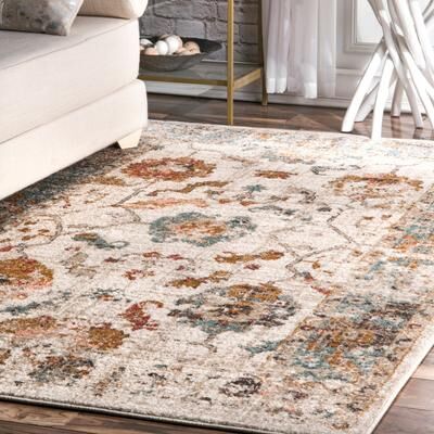 Nuloom Transitional Vintage Sasha Floral Ombre Border Area Rug