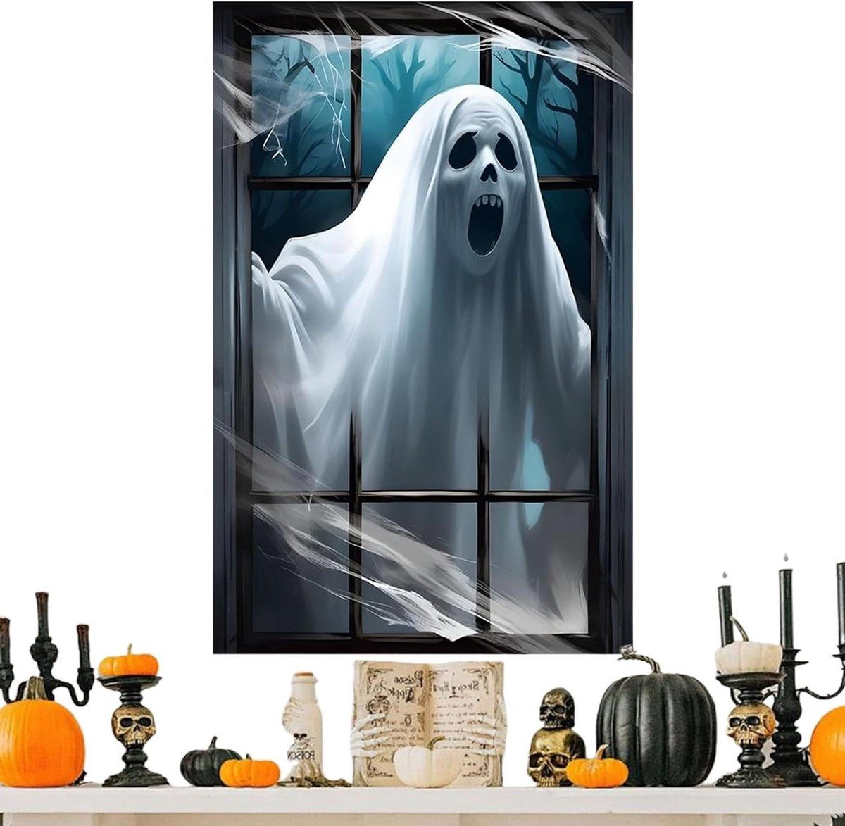 Spook Raamfolie Halloween Levensechte Heks voor deur en raam - 80 x 120 cm - Meerdere kleuren