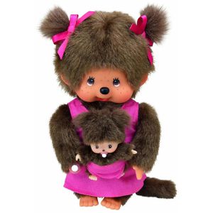 Monchhichi Kuscheltier 236200, Mädchen mit Kind, ab 2 Jahre, 20 cm