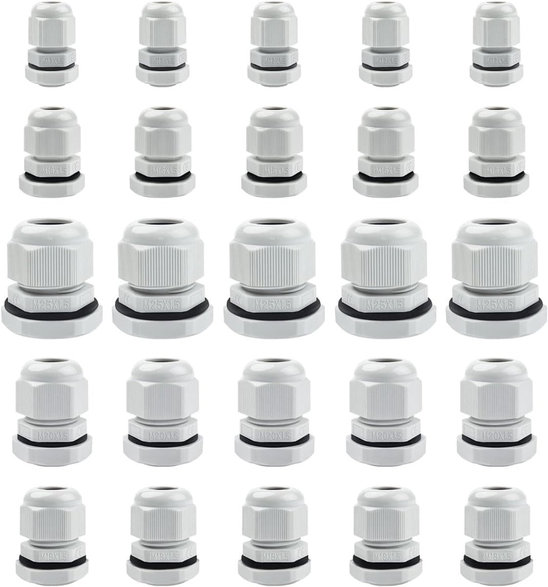 25 stuks Kabelwartels M12 M16 M18 M20 M25 Waterdicht IP68 Plastic Isolatie voor Outdoor en Tuin