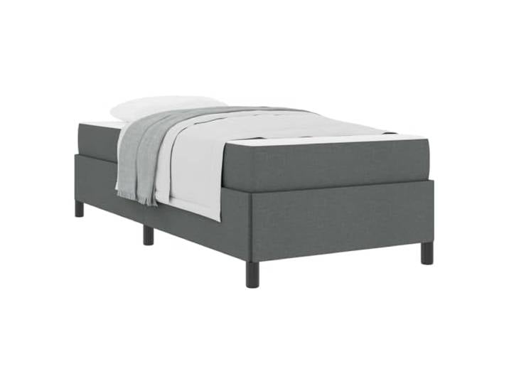 PUGYNBK Boxspringbett, dunkelgrau, 100 x 200 cm, Stoff Fester Lattenrost, Taschenfedern, Schaumfüllung, Spanplatte, moderner Stil