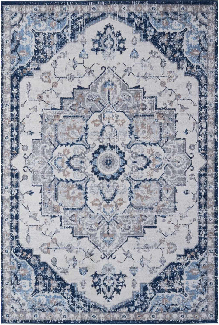 THE RUGS Montana Rectangle Oriental Berber Area Rug Navy Rectangle 240 x 340 cm