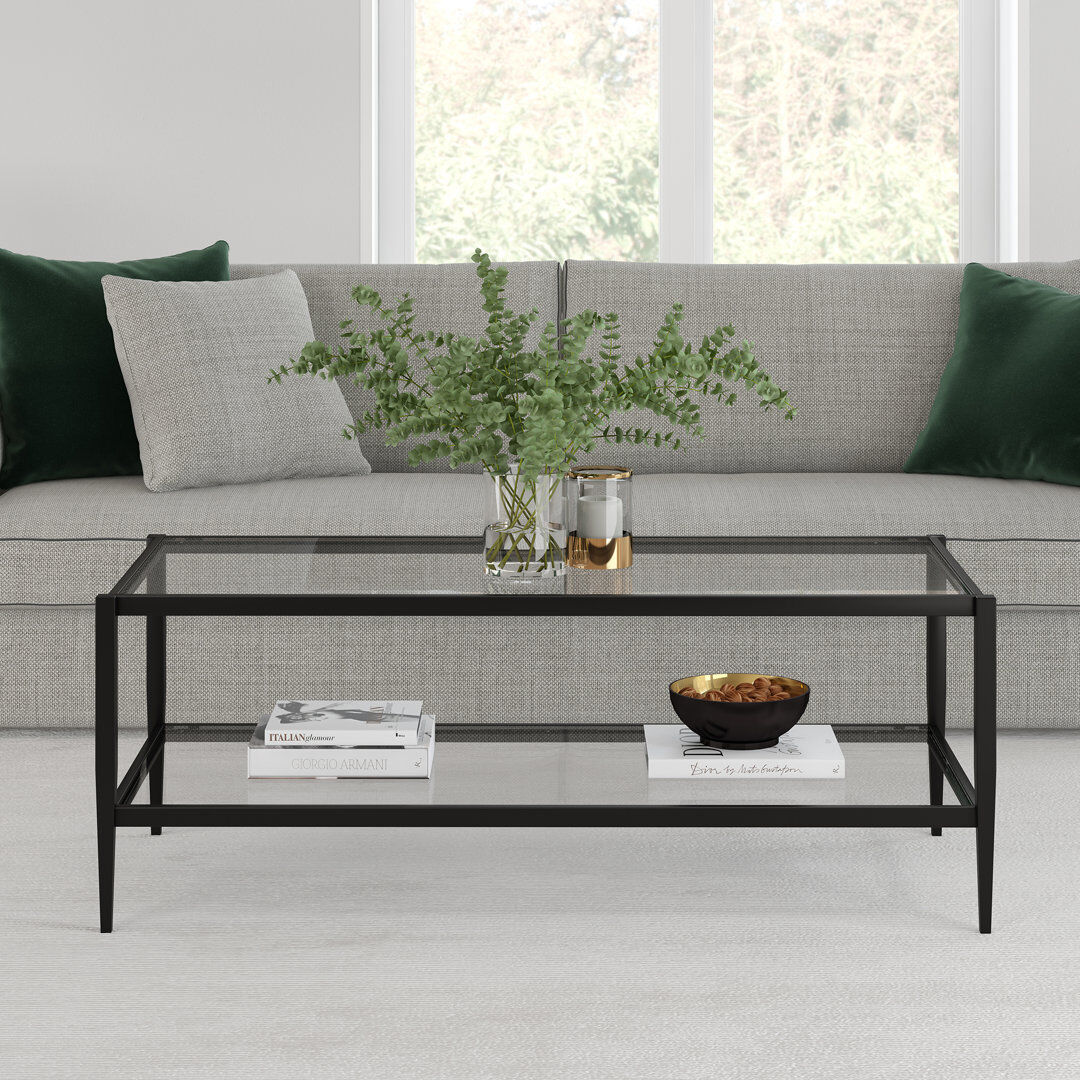 Hudson&Canal Hera Four Leg Coffee Table with Storage Blackened Bronze 43.2 cm H x 114.3 cm W x 50.8 cm D