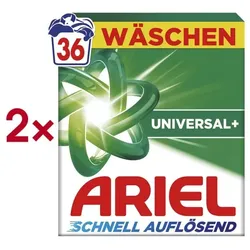 ARIEL 2x Pulverwaschmittel »Universal+« 1.8 kg - 36 WL