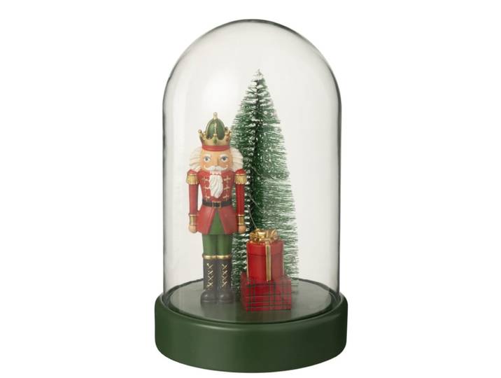 Cloche décoration noël avec led en verre vert 15.5x17.5x28.5 cm