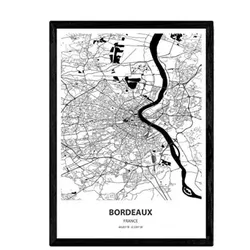 POSTER Karte Von Bordeaux - Frankreich A3 Schwarzer Rahmen