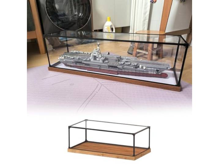 Acryl Vitrine Extra Breite Klare Acryl-Organizerbox Vitrine Stapelbare Tischfiguren Sammlerstücke Spielzeug Stehende Staubschutzhaube mit Metallrahmen