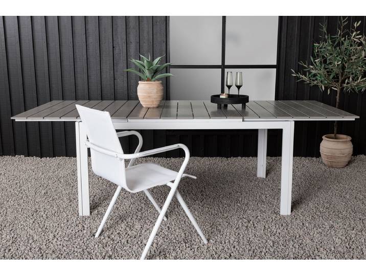 Gartentisch Kairen - perfekt für gesellige Runden im Freien - Weiß-Grau - 160-240x100 - Luxusbetten24