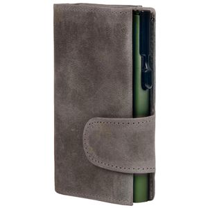 Clicksafe Kreditkartenetui Wallet, 964306, Echt Leder, für 9 Karten, grau, mit Münz- & Geldscheinfach, RFID Schutz