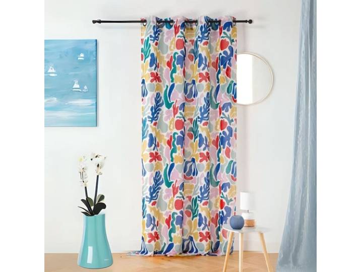 Voilage tamisant et design polyester bleu 140x280 cm