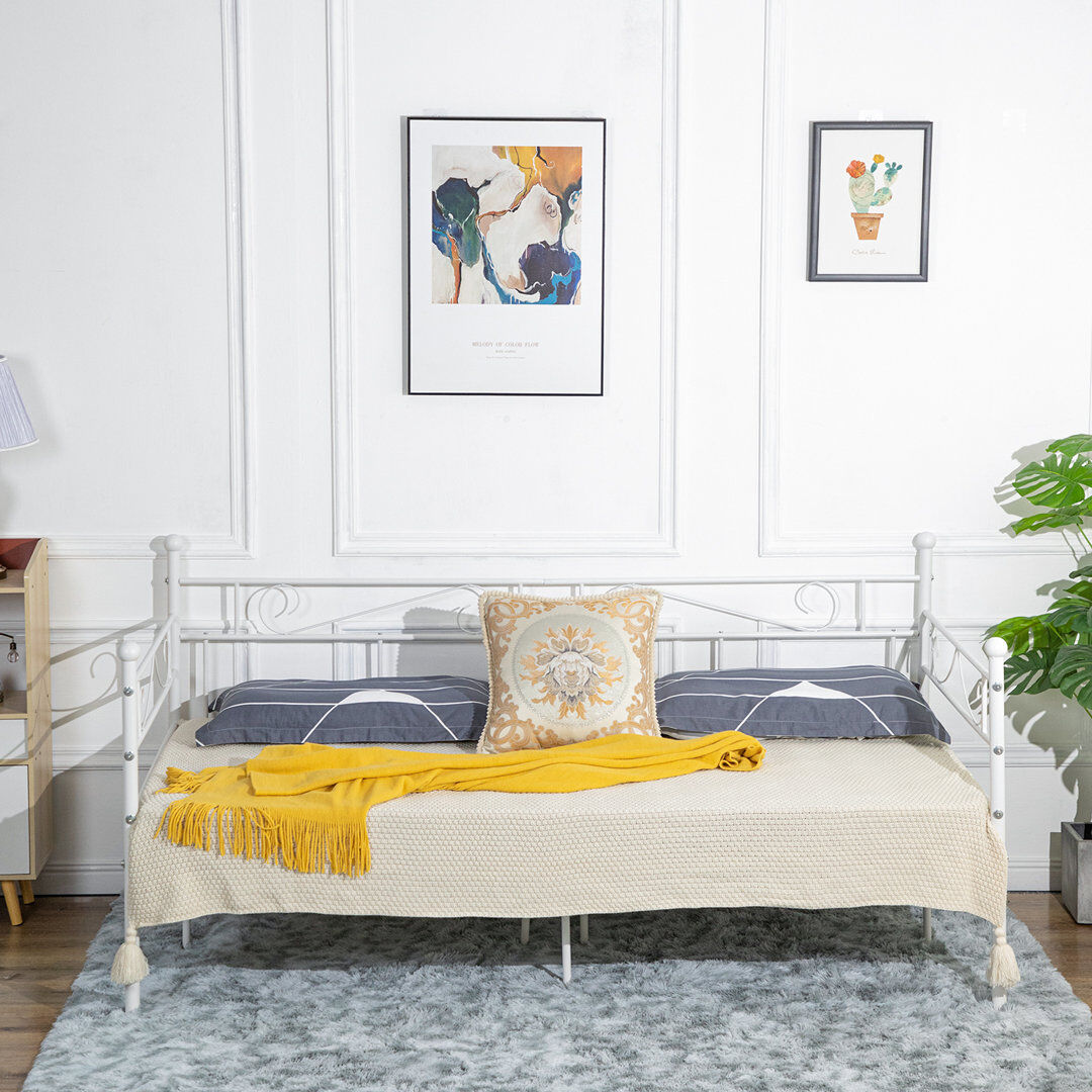 Three Posts Kennett Metal Daybed White 95.5cm H X 94.5cm W X 197cm L