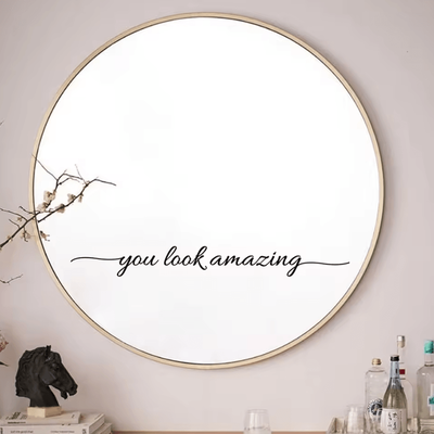 Inspire Curations You Look Amazing Mirror Vinyl Decal Motivational Bathroom & Bedroom Sticker qt14139 Black width Of 28cm