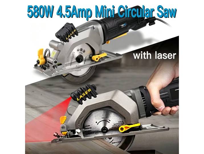 Scie circulaire électrique miniature 120V/230V avec laser, outil électrique multifonctionnel pour couper le bois, les tuyaux en PVC, les carreaux