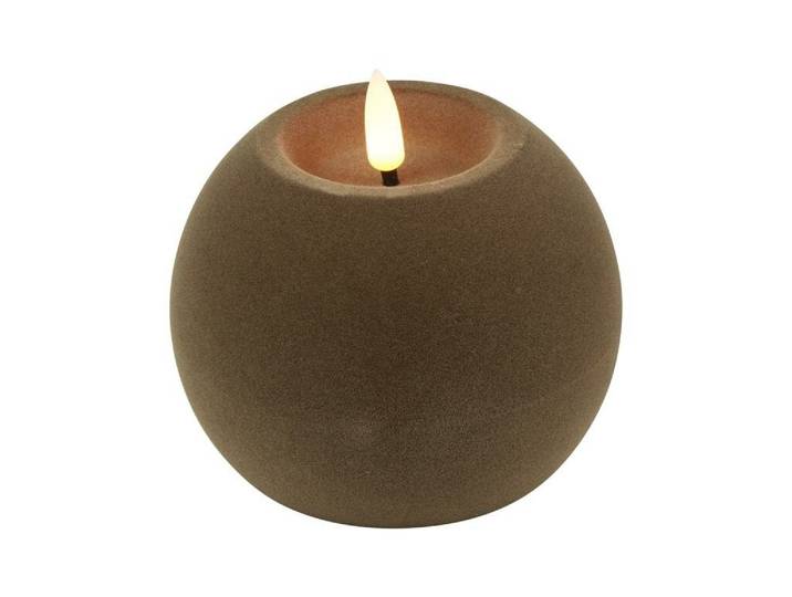 Led bolkaars lyon D10H7,8 cm taupe velvet