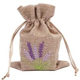 Inspired Living Lavender Embroidery Print Linen Style Gift Bags (3.9 X 5.5 In) For Wedding Favors & Small Gift Packaging canvas Khaki 10pcs