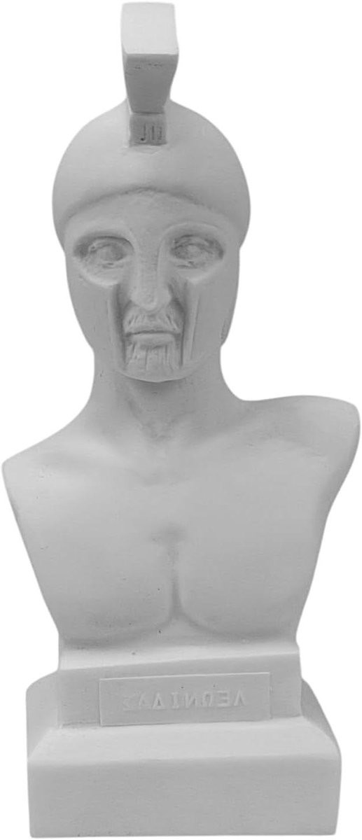 Spartaanse Koning Buste Leonidas Standbeeld Klassieke Decoratie Wit - Hoogte: 16 cm