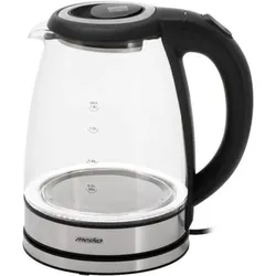 Mesko Czajnik elektryczny szklany 1,8L, Wasserkocher, Schwarz, Transparent, Silber