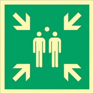 Schild Sammelstelle, ISO 7010, Alu, langnachleuchtend, 160-mcd, 300x300 mm