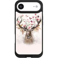 Nivocase Handyhülle für Apple iPhone Air Hülle NIVOpure Case Schwarz Blumen Hirsch Tiere (Apple iPhone Air), Smartphone Hülle, Schwarz