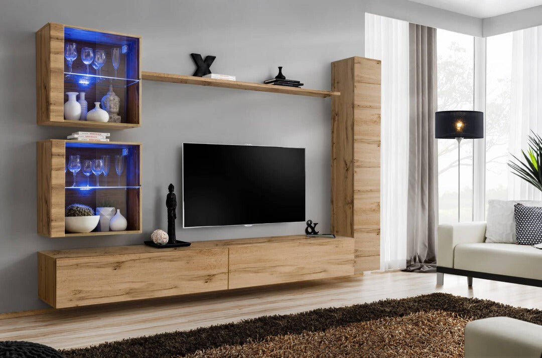17 Stories TV Stand for TVs up to 75" Oak Wotan 75"
