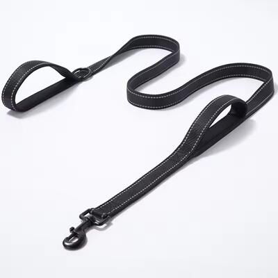 Uplift Essentials Professional Heavy Duty Dual Handle Reflective Safety Leash black xl