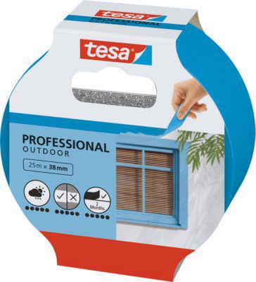 tesa Profi Outdoor Malerband, 25 m × 38 mm, blau, UV- & witterungsbeständig, rückstandsfrei entfernen
