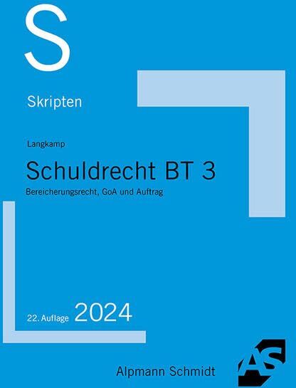 Tobias Langkamp - Skript Schuldrecht BT 3: Bereicherungsrecht, GoA und Auftrag (Skripten Zivilrecht) - Preis vom 30.09.2026 22:30:23 h