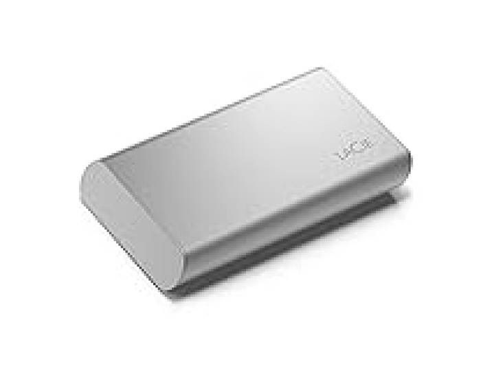 LaCie Portable SSD 1 To, SSD externe, USB-C, USB 3.2 de 2e génération,Compatible Iphone 15 Pro, vitesses pouvant atteindre 1 050 Mo/s, Moon Silver, avec les services Rescue (STKS1000400)