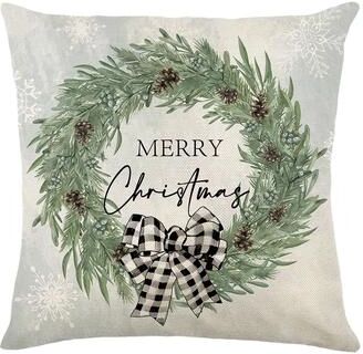 Uplift Treasures Merry Christmas Linen Pillow Cover With Deer And Tree Design 6