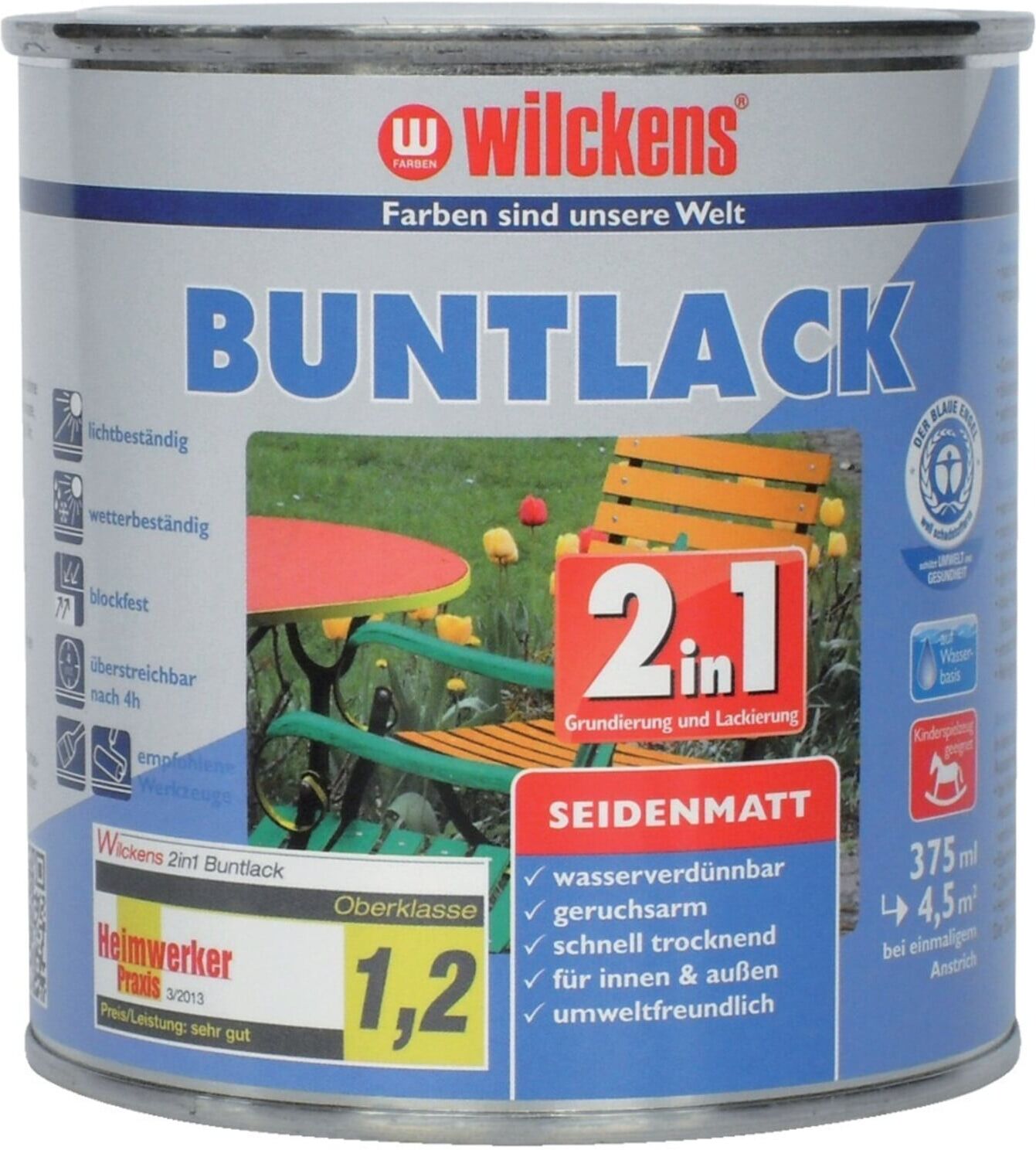 wilckens Buntlack 2in1, 750 ml seidenma,tiefswz. RAL9005 (12490500050)
