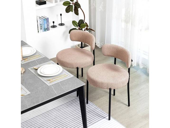 DYHOME Chaise-Lot de 2 Chaises -Chaise de Salle à Manger-Design Modern-Chaise Métallique-Revêtement Rembourré-Camel