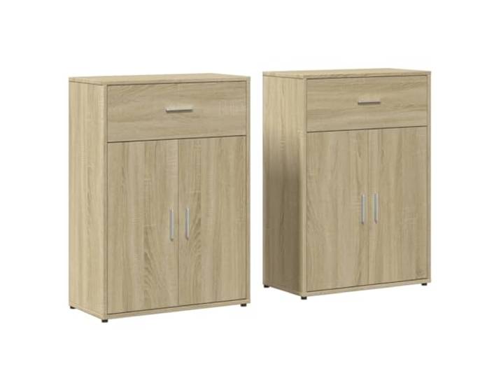 Sideboards 2 Stk. Sonoma-Eiche 60x30x84 cm Holzwerkstoff Wohnzimmer, Büro, Flur, Aufbewahrung, Zeitschriften, Bücher, Bürobedarf, Dokumente, Lampen, feuchtes Tuch