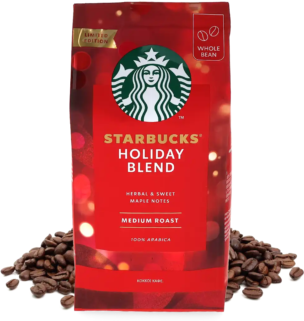 190g Holiday Blend Starbucks® Grains de café - Torréfaction moyenne - 100 % Arabica - Sirop d'érable, Sucré - Noir - Meilleur café - Pas cher