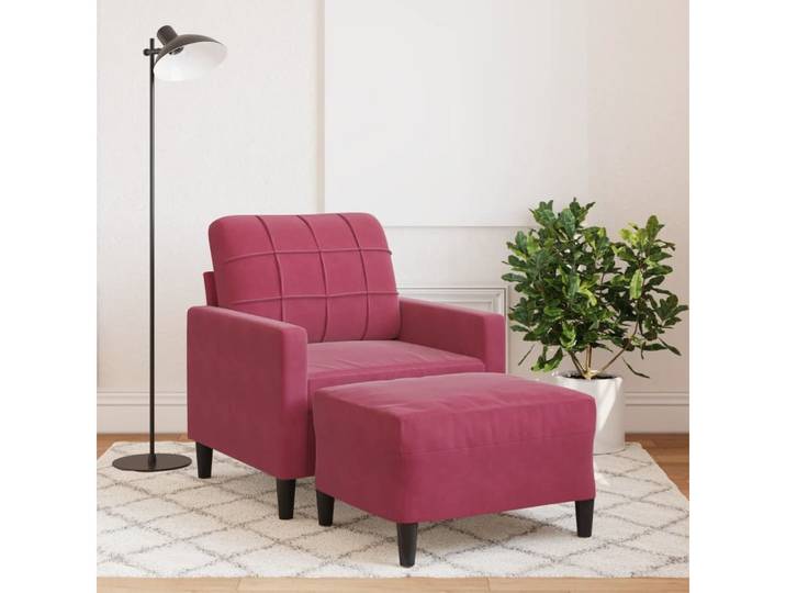vidaXL Sofa, Sessel mit Hocker Weinrot 60 cm Samt