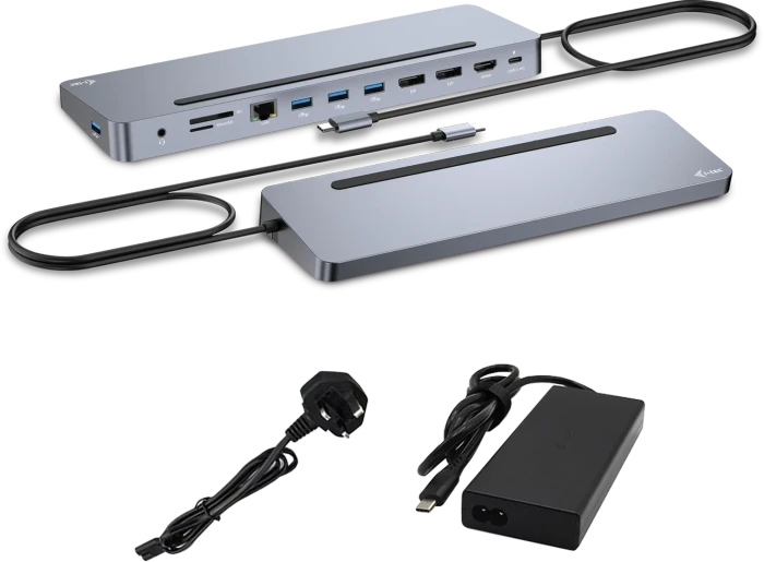 i-tec USB-C Metall Ergonomische 4K 3x Display Docking Station, Power Delivery 100W + i-tec Universal