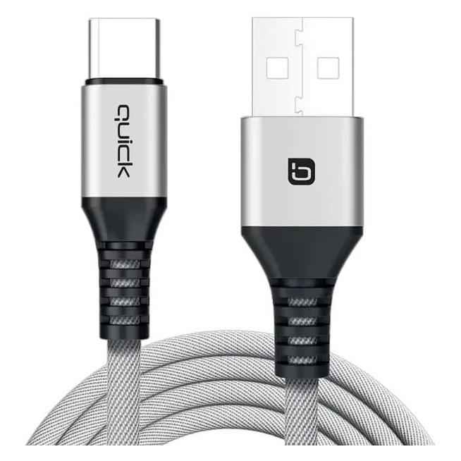 Quick Kabel USB USB-A - USB-C 1.5 m Szary (4752168141298) (1.50 m) (QB-142)