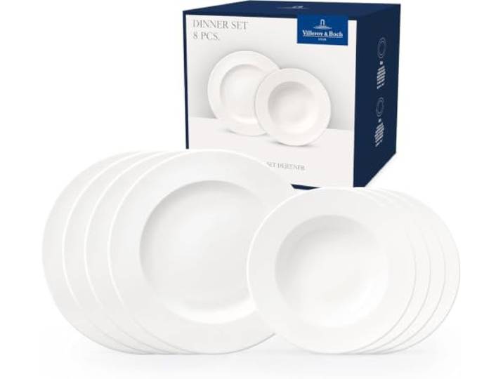 Villeroy & Boch - For Me Dinner Set 8 teilig Weiß, Spülmaschinenfest