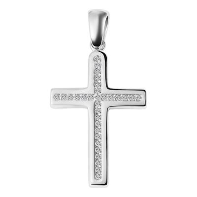Kreuzanhänger AKZENT "Yuna" aus 925 Sterlingsilber, rhodiniert, langlebig", silber (silberfarbig), Schmuckanhänger, Damen, Silber 925 (Sterlingsilber)