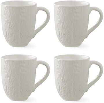 Certified International Le Jardin Set of 4 White Cabbage 3-D Mugs