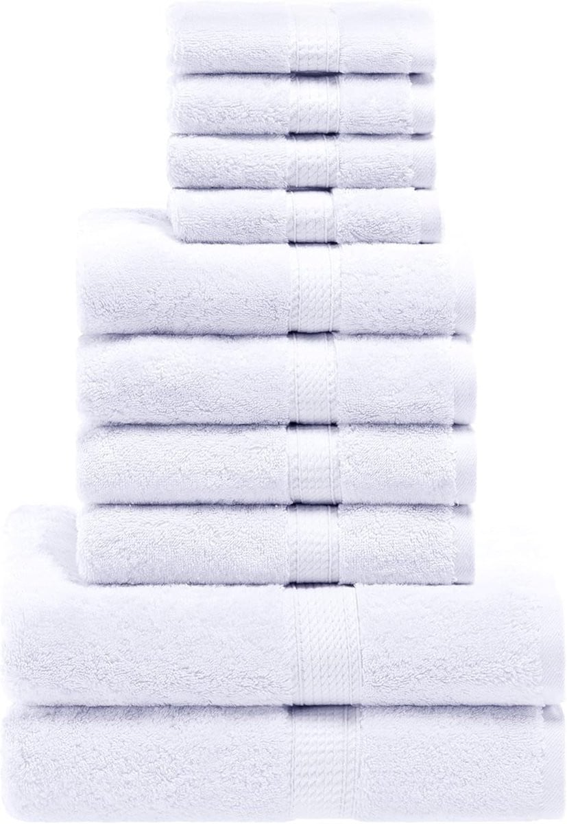Set van 10 luxe witte handdoeken van Egyptisch katoen