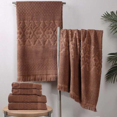 Superior Rolla Cotton Geometric Jacquard Plush Soft 6 Piece Towel Set