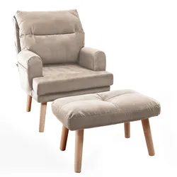 RELAXSESSEL NEMO mit Hocker und Holzfüßen